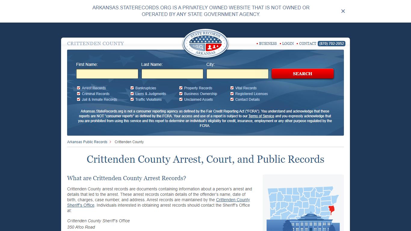 Crittenden County Arrest, Court, and Public Records